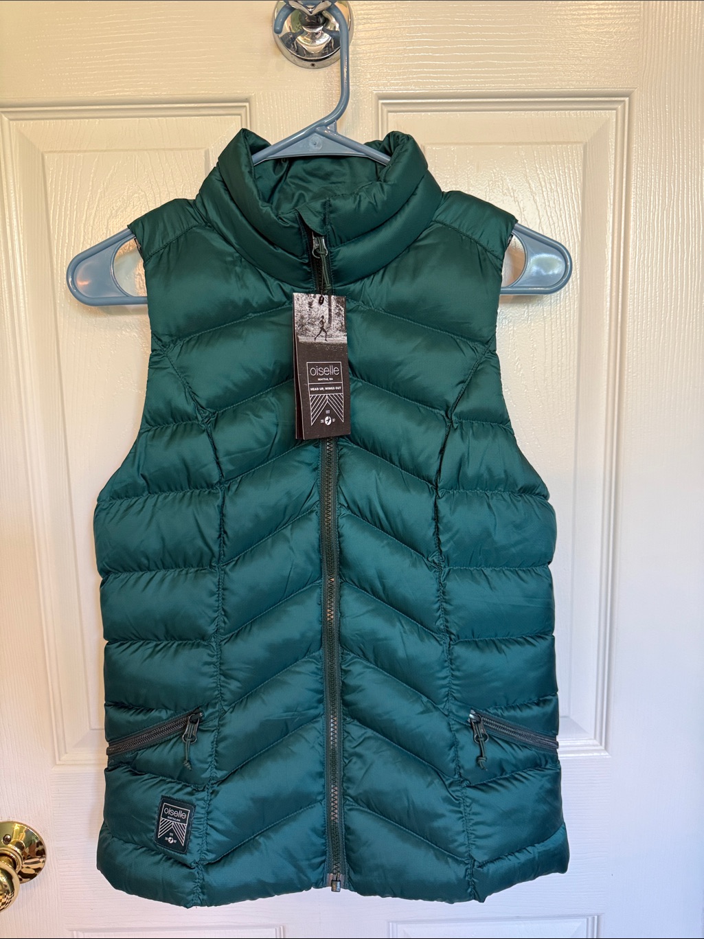 Nwt Oiselle Puffy Bird Vest Douglas Fir Botanical Print